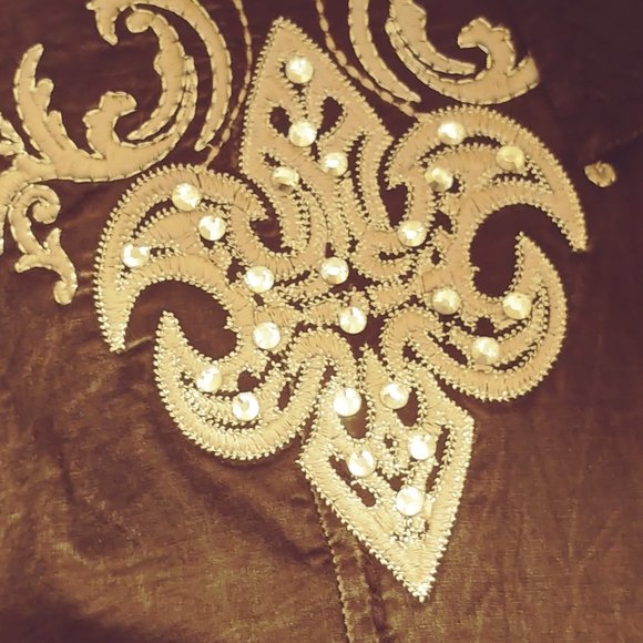 Embroidered Western Style Shirt with Lace and Sequins - Picture 8 of 16